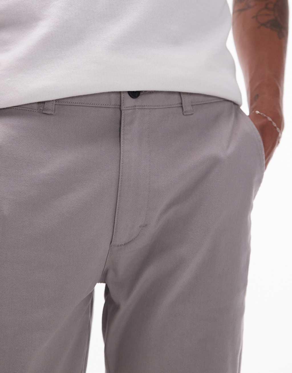Topman slim chino pants in gray Product Image