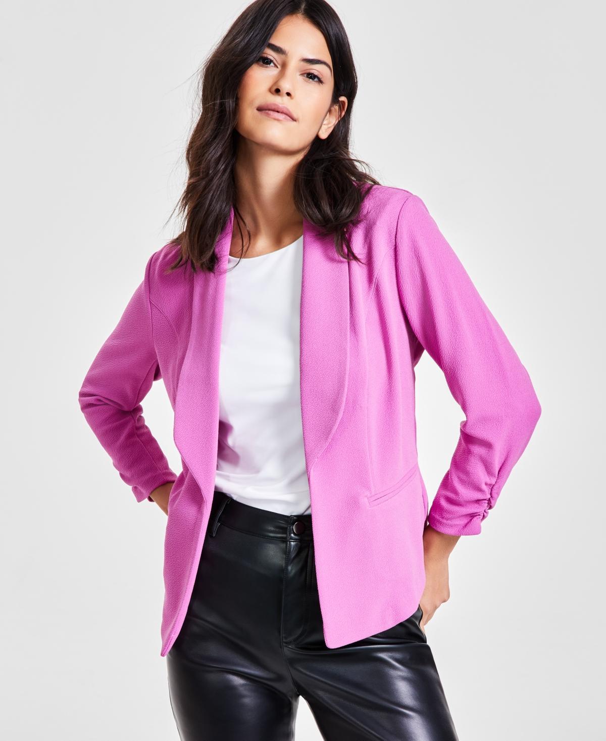 Bar Iii Womens Ruched 3/4-Sleeve Knit Blazer, Created for Macys Product Image