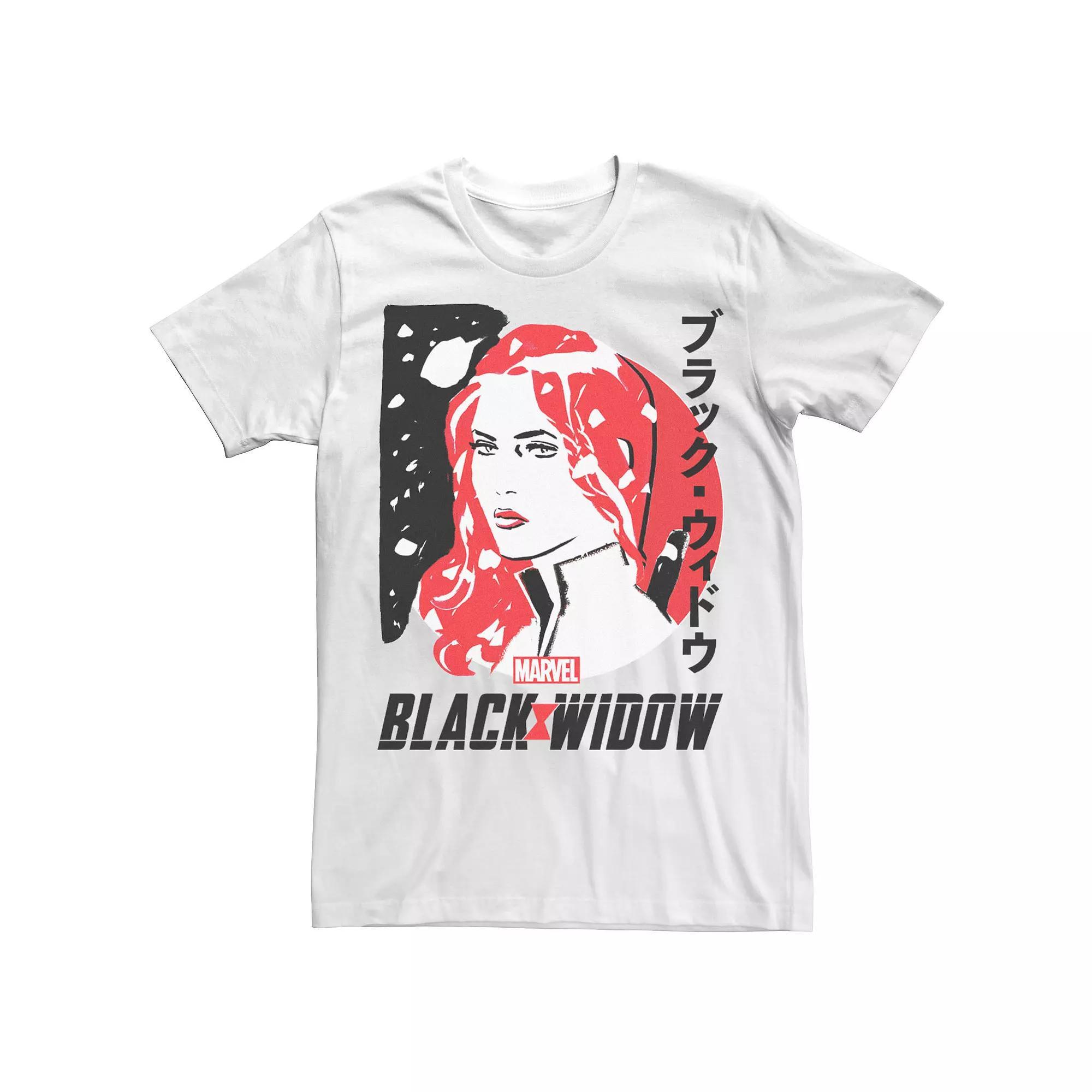 Men's Marvel Black Widow Kanji Portrait Tee, Size: XL, White Product Image