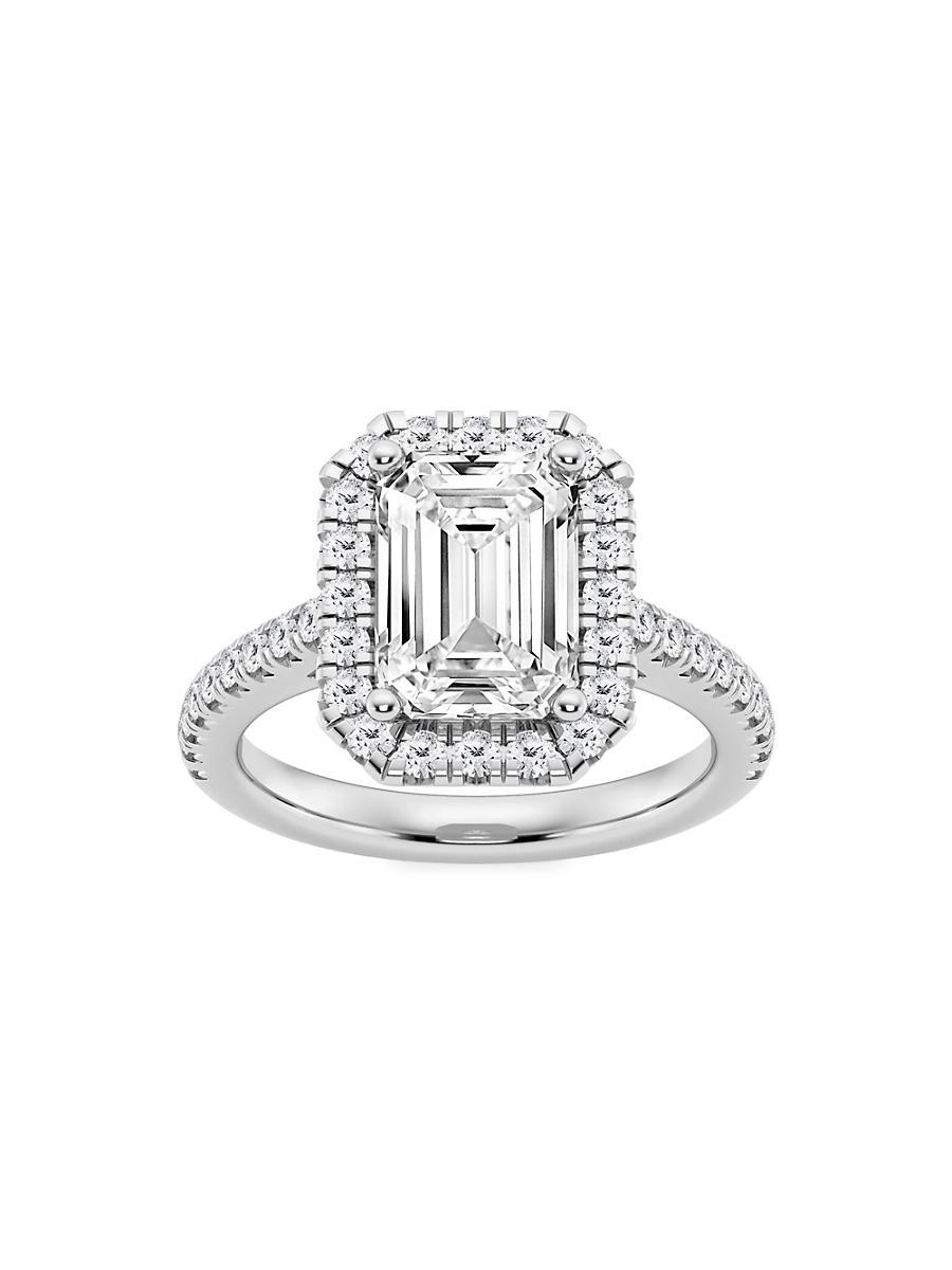 Womens Platinum & Emerald-Cut Lab-Grown Diamond Halo Ring/1.30-3.60 TCW Product Image