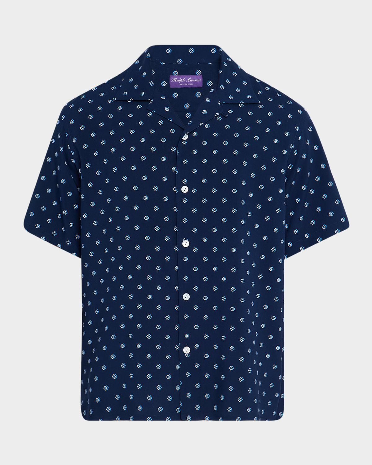 Men's Geometric-Print Camp Shirt Product Image