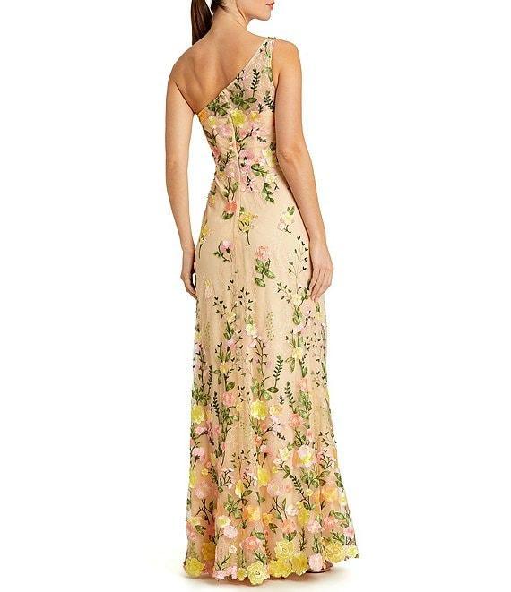 Mac Duggal Floral Lace Embroidered One Shoulder Sleeveless Gown Product Image