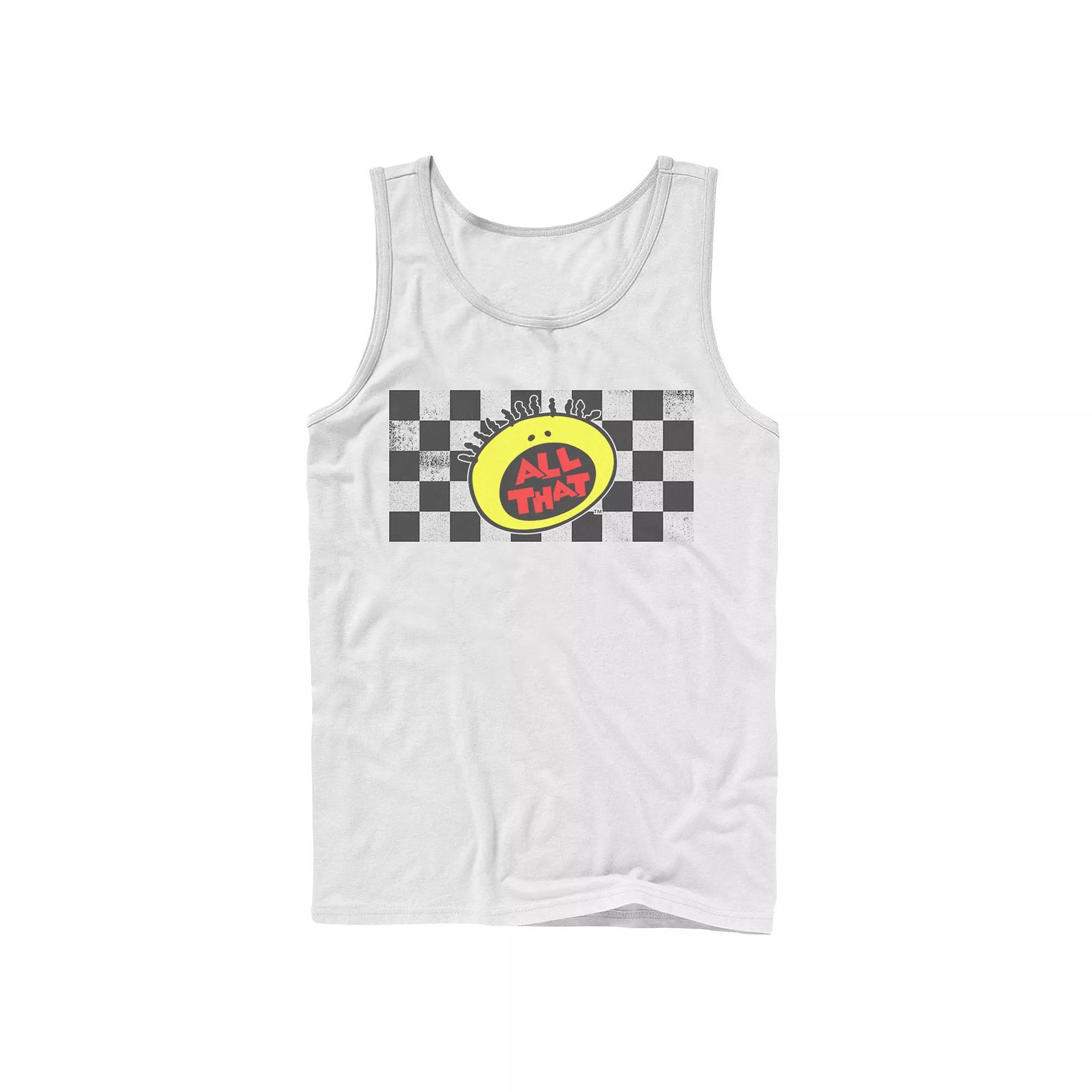 Men's Nickelodeon All That Checkered Logo Panel Graphic Tank Top, Size: Large, White Product Image