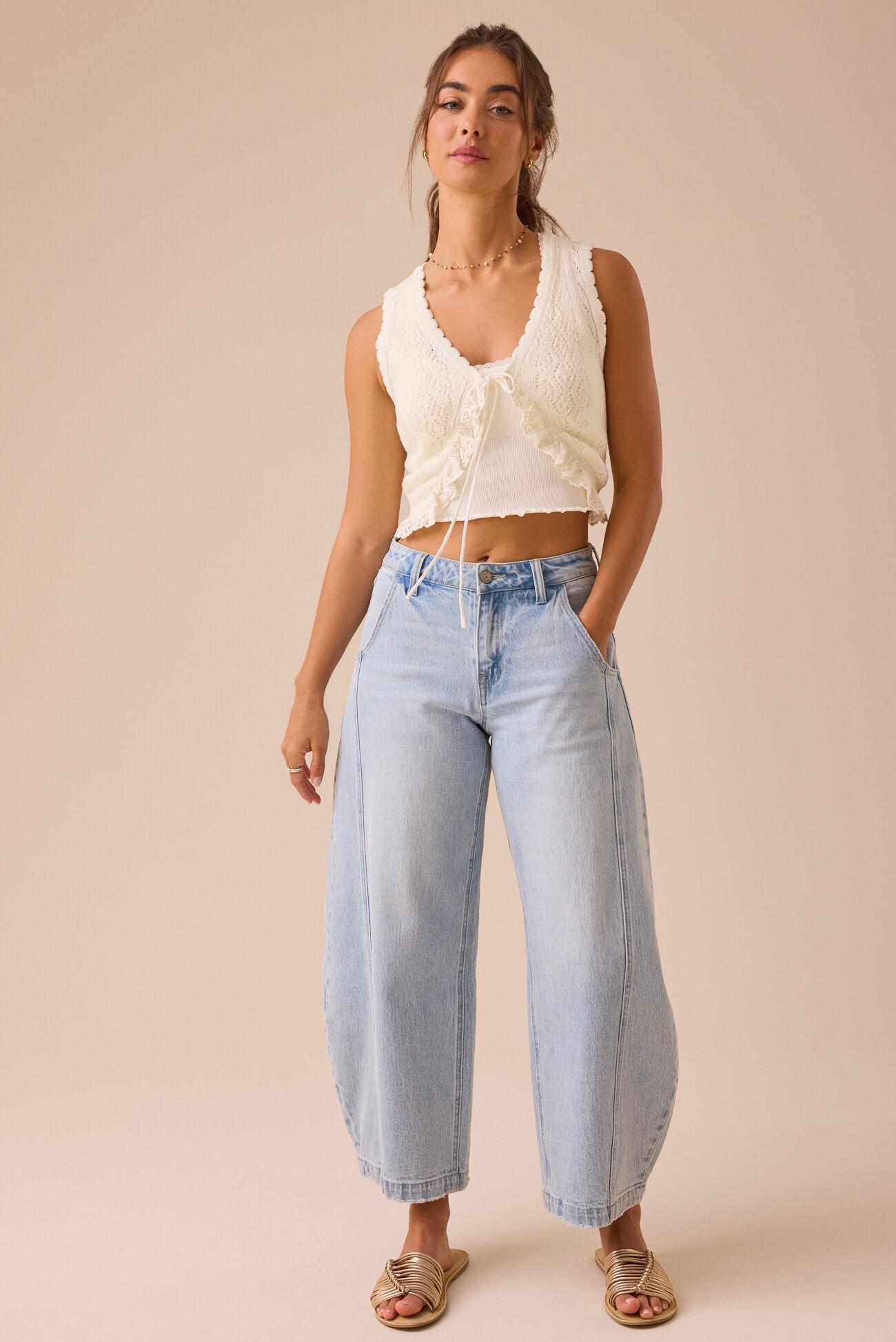 Tara Ruffle Crochet Tie Front Top Product Image