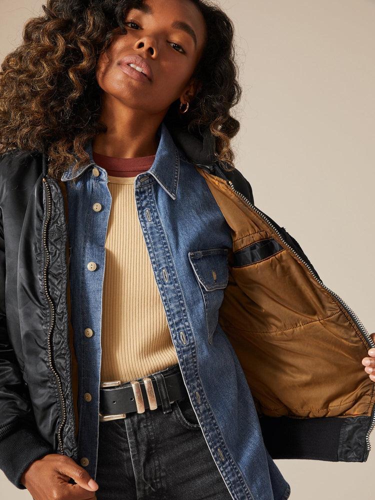 MA-1 HOODED BATTLEWASH BOMBER JACKET Female Product Image