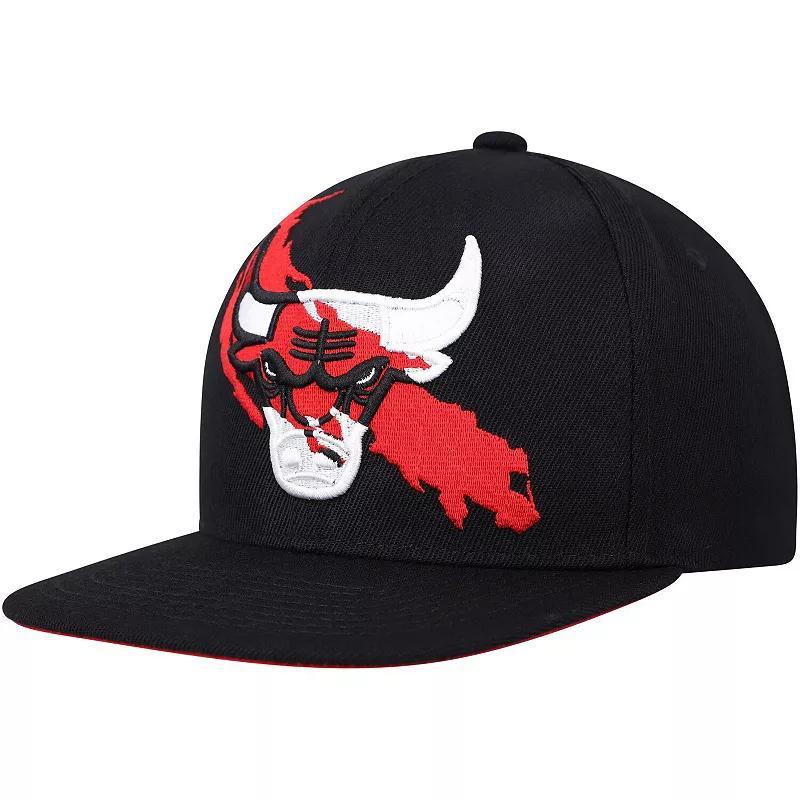 Mens Mitchell & Ness Black Chicago Bulls Paint By Numbers Snapback Hat Product Image