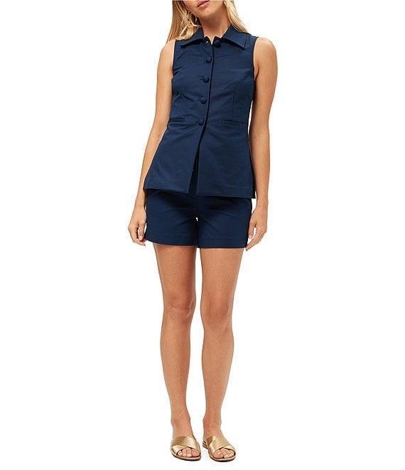 Trina Turk Follow Through Point Collar Sleeveless Top Product Image