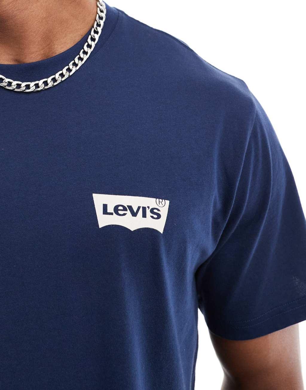 Levi's icon button logo back print relaxed fit t-shirt in navy Product Image