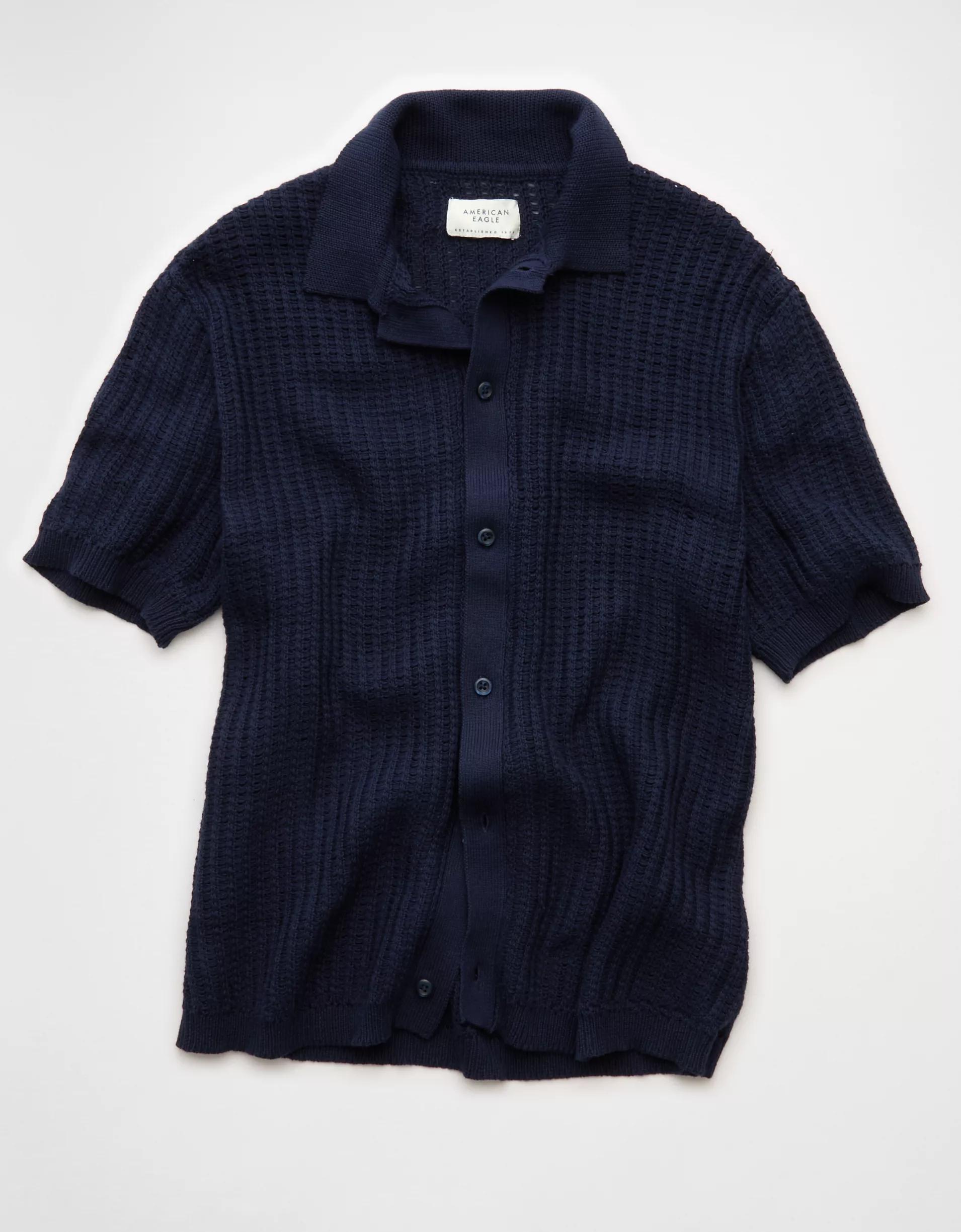 AE Weekend Button-Up Sweater Polo Shirt Product Image