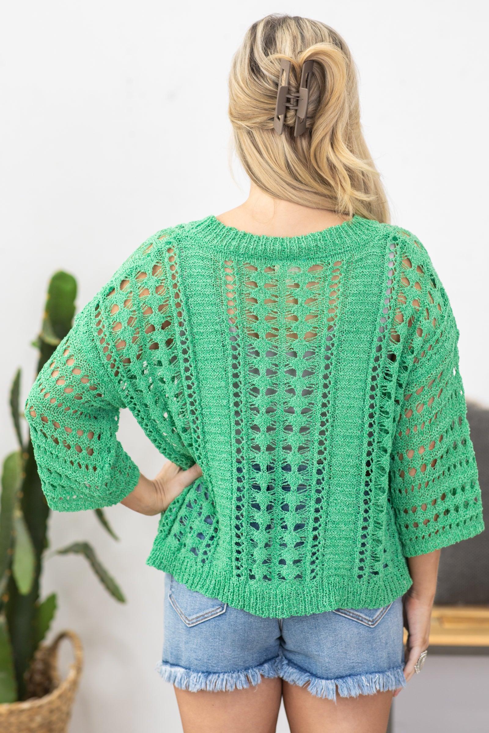 Jade Crochet Knit Half Sleeve Top Product Image