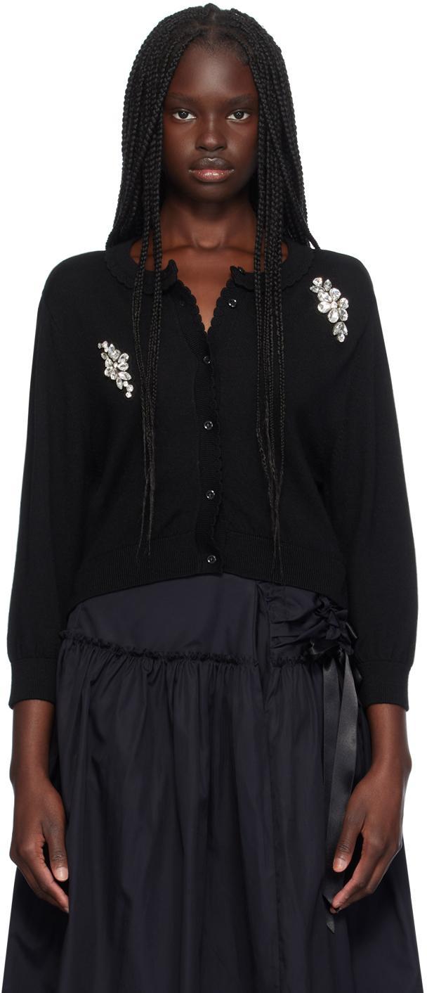 SIMONE ROCHA Black Embellished Cardigan In Black/clear Product Image