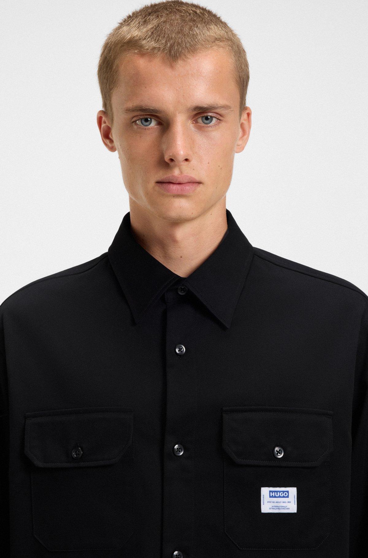 Cotton-twill shirt with logo label Product Image