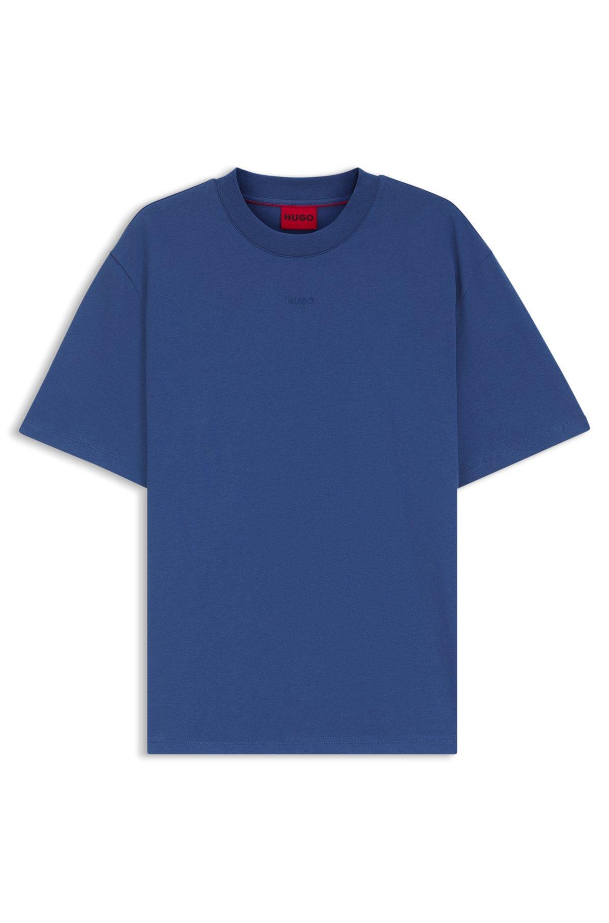 HUGO - Relaxed-fit T-shirt in cotton with logo print - Blue Product Image