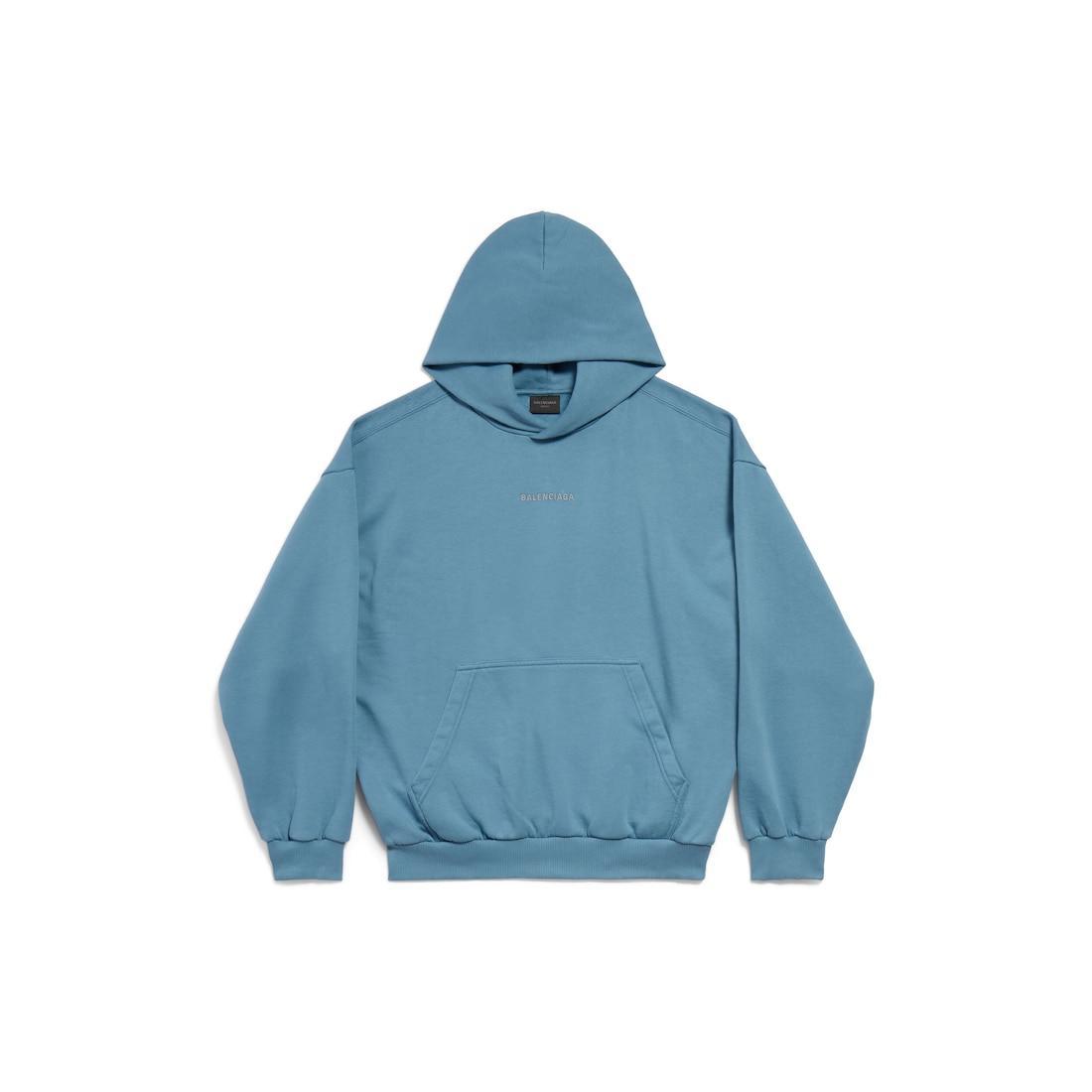 Balenciaga Back Reflective Hoodie Medium Fit in Grey Blue Product Image