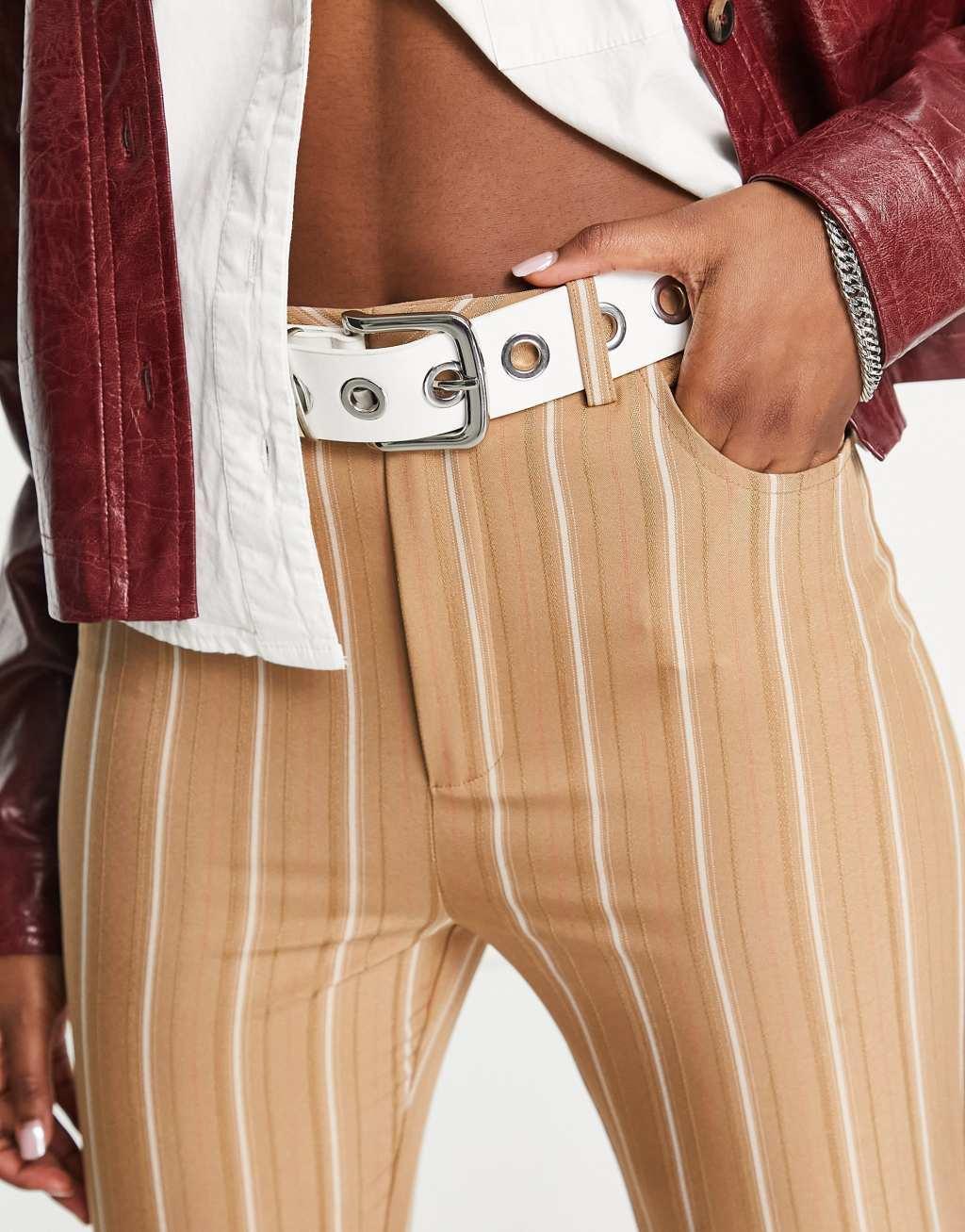 Reclaimed Vintage stripe bengaline flare pants-Neutral Product Image