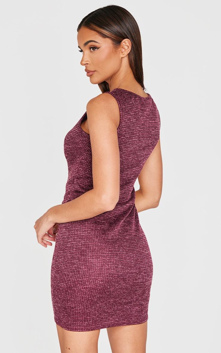 Burgundy Textured Sleeveless Bodycon Dress Product Image