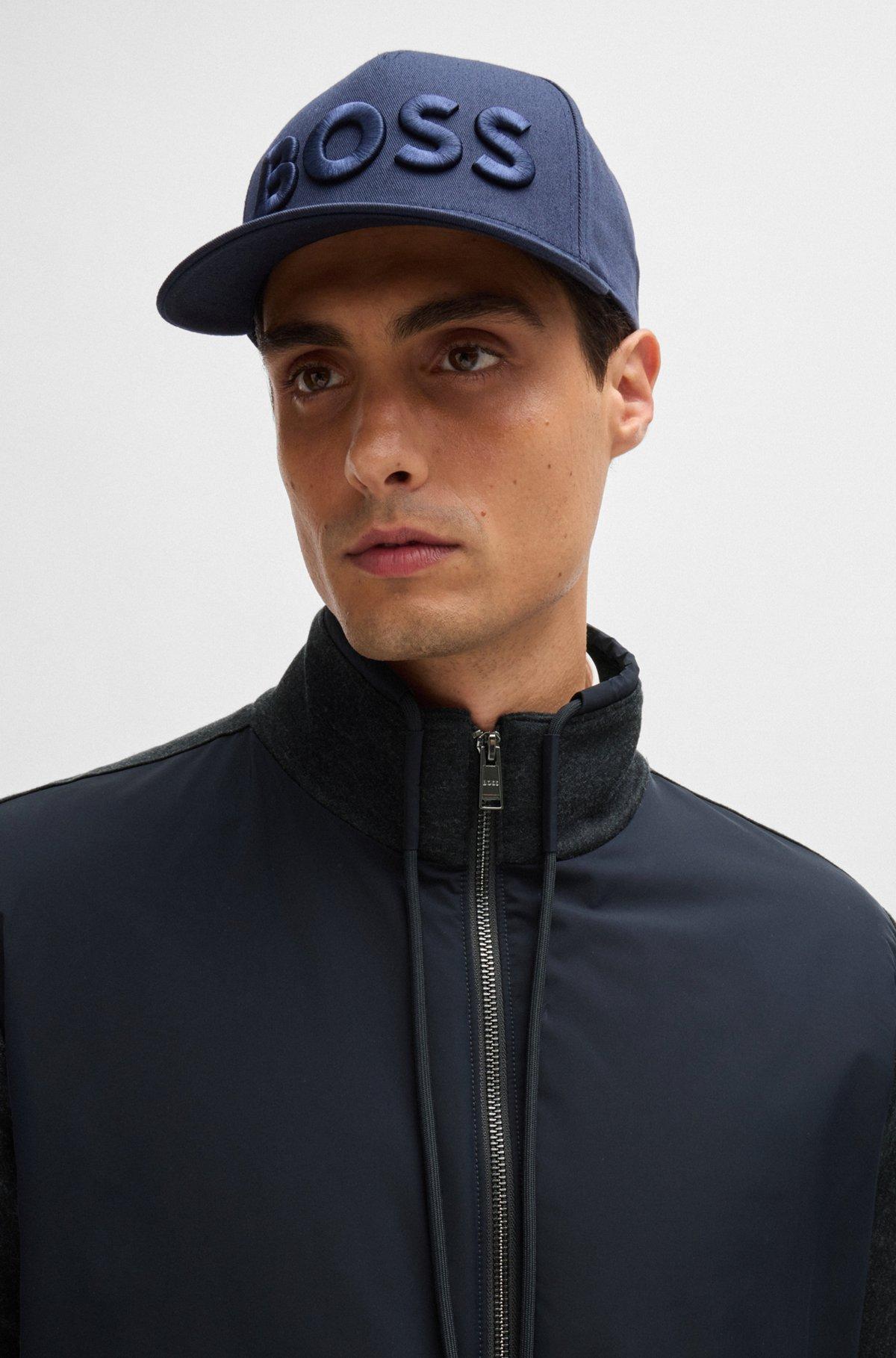 Regular-fit zipped sweatshirt in mixed materials Product Image