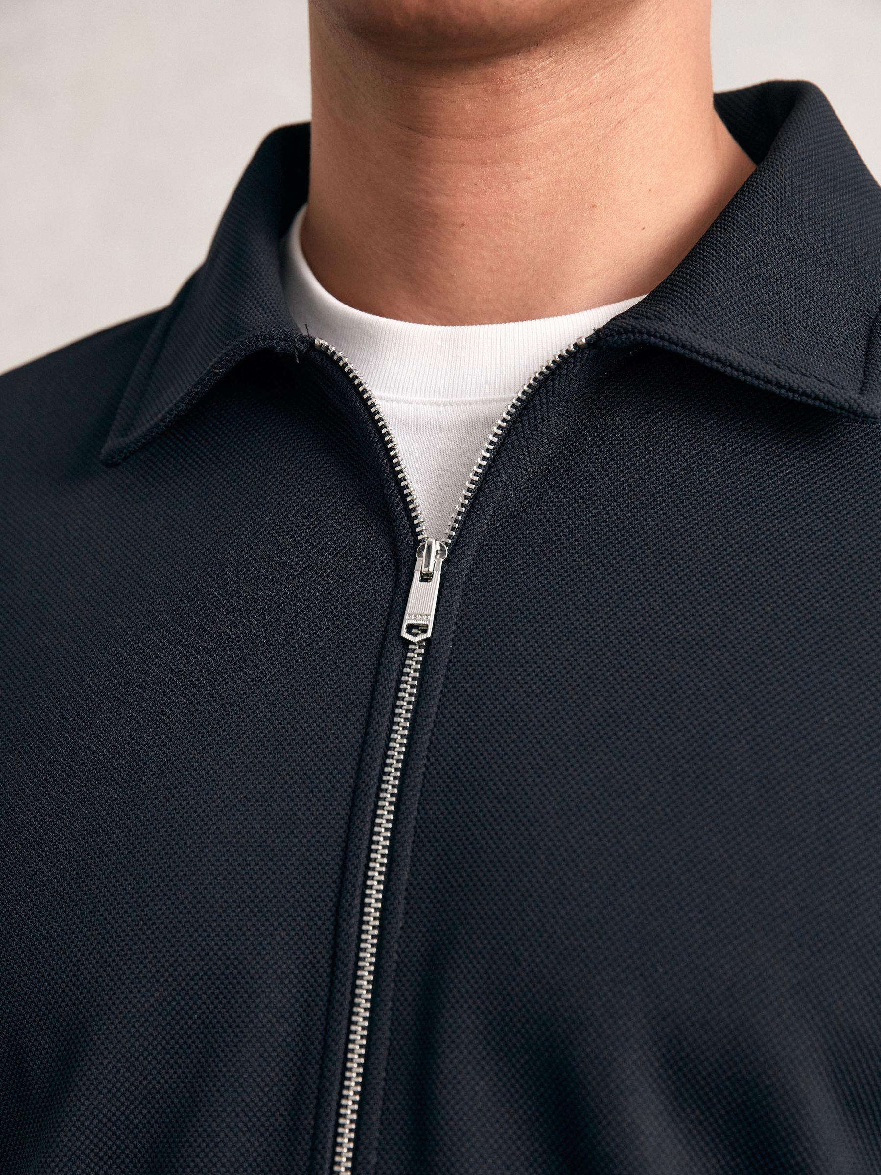 Textured Zip Through Overshirt in Navy Product Image