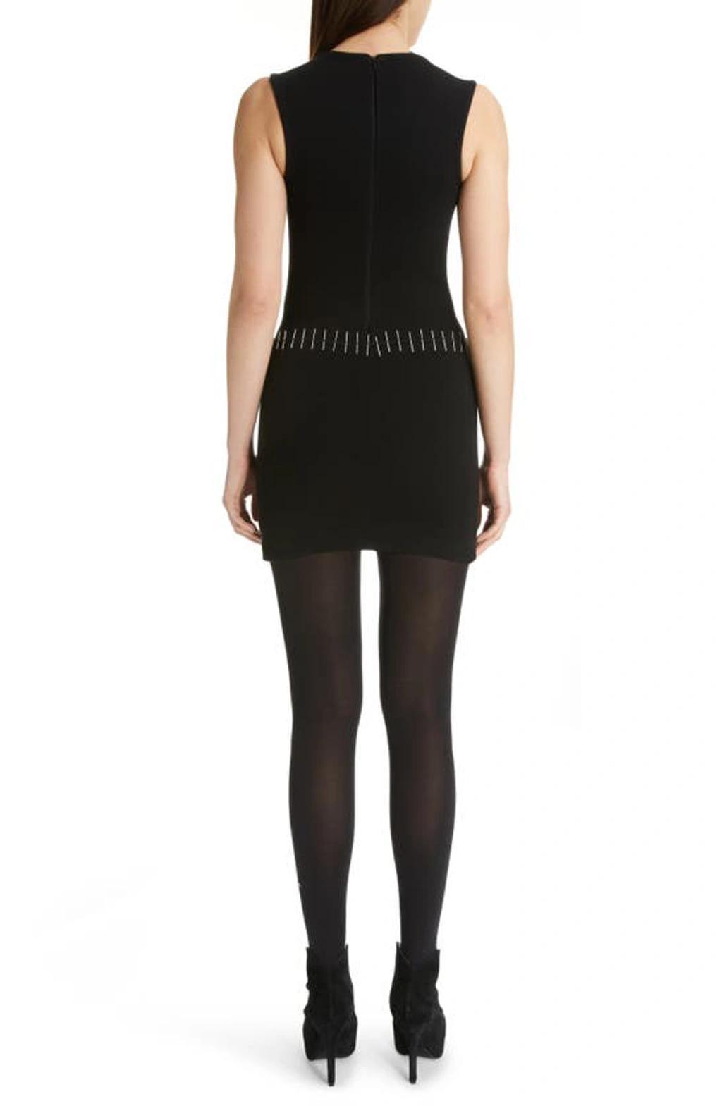 ALAÏA Pin Embroidered Wool Knit Mini Dress In Black Product Image