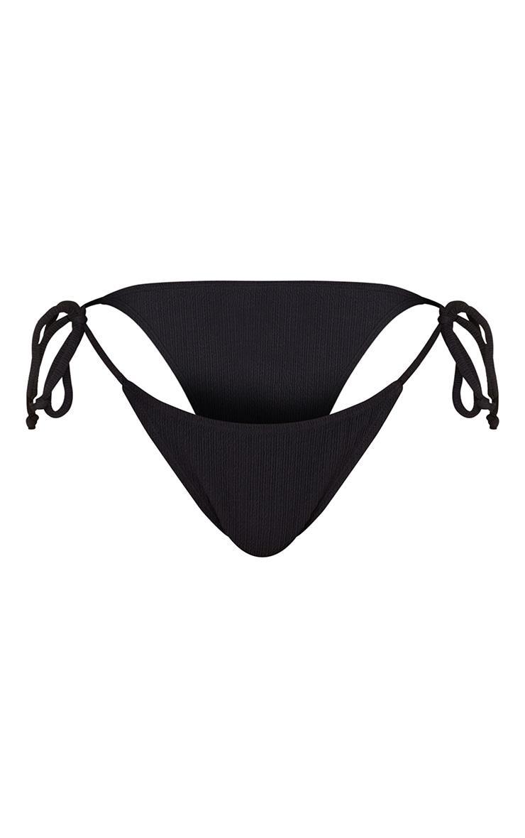 Black Mix & Match Crinkle Tie Side Bikini Bottoms Product Image