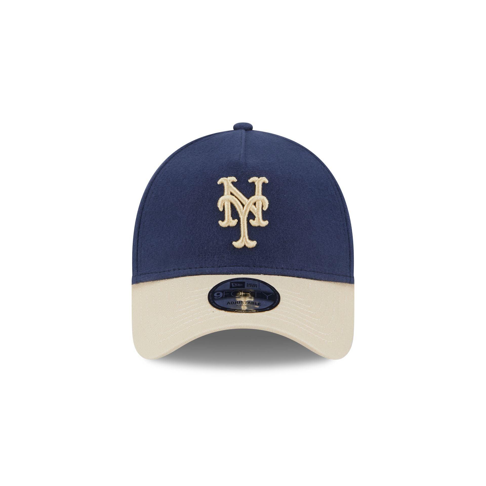 New York Mets Moleskin Crown Navy 9FORTY A-Frame Snapback Hat Male Product Image