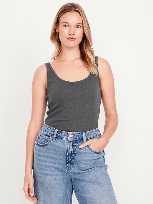 First-Layer Ribbed Scoop-Neck Tank Top Product Image