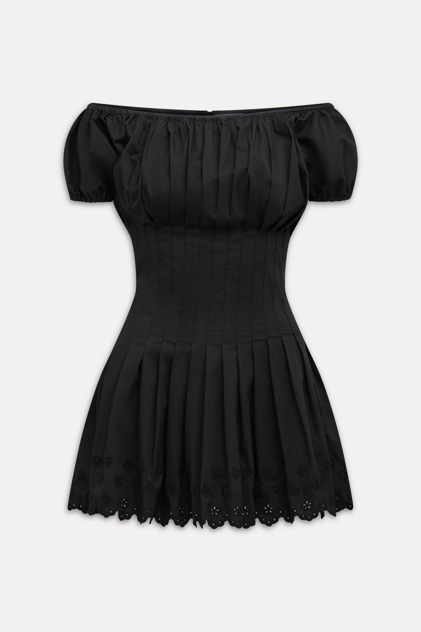 Sadie Embroidered Mini Dress - Black Product Image