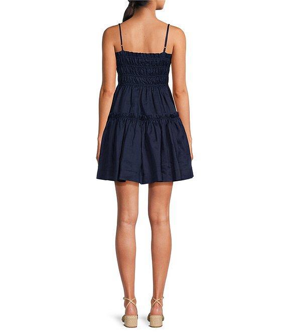 A Loves A Square Neck Sleeveless Spaghetti Strap Smocked Babydoll Mini Dress Product Image