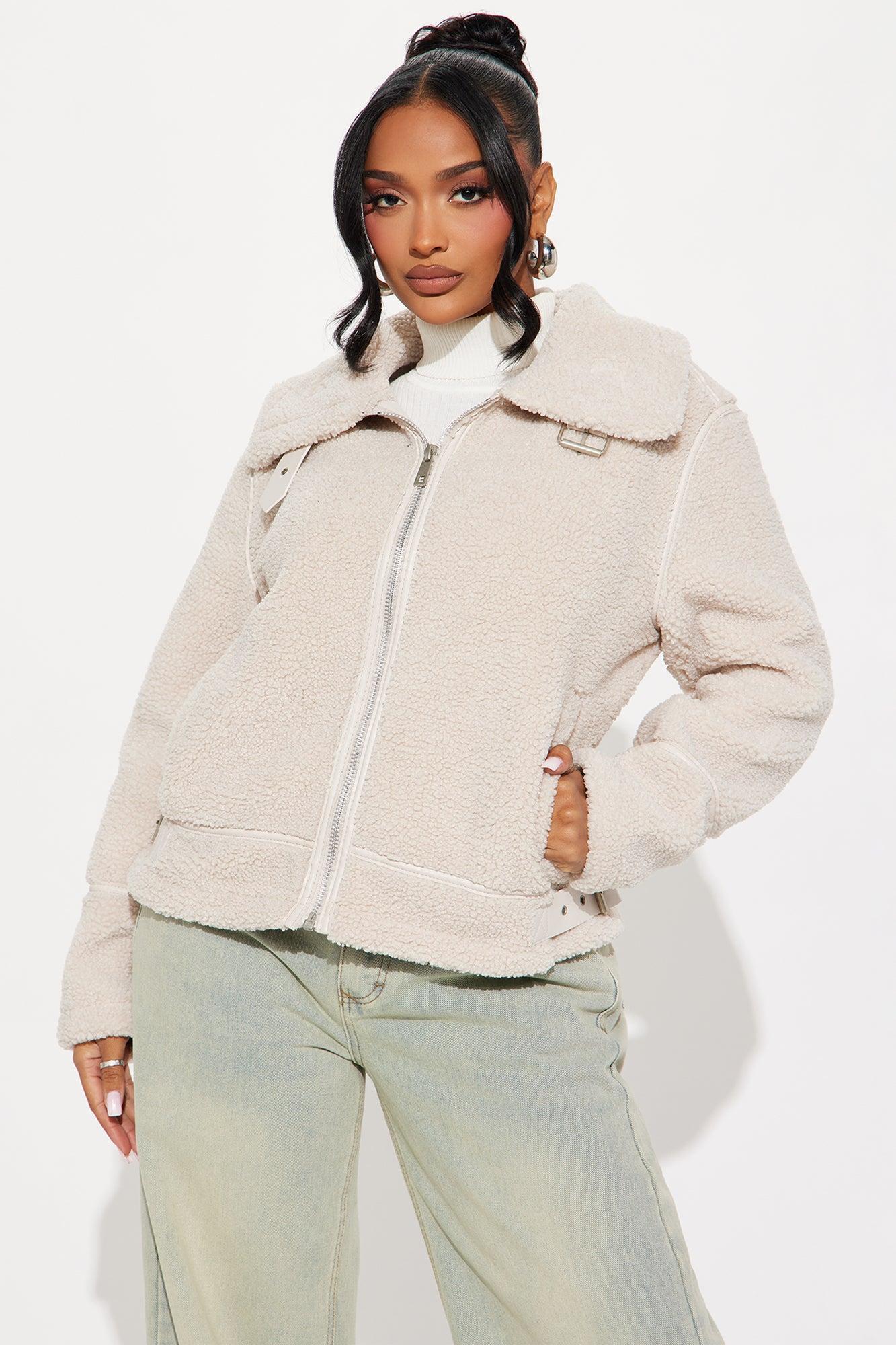 Arin Sherpa Moto Jacket - Cream Product Image