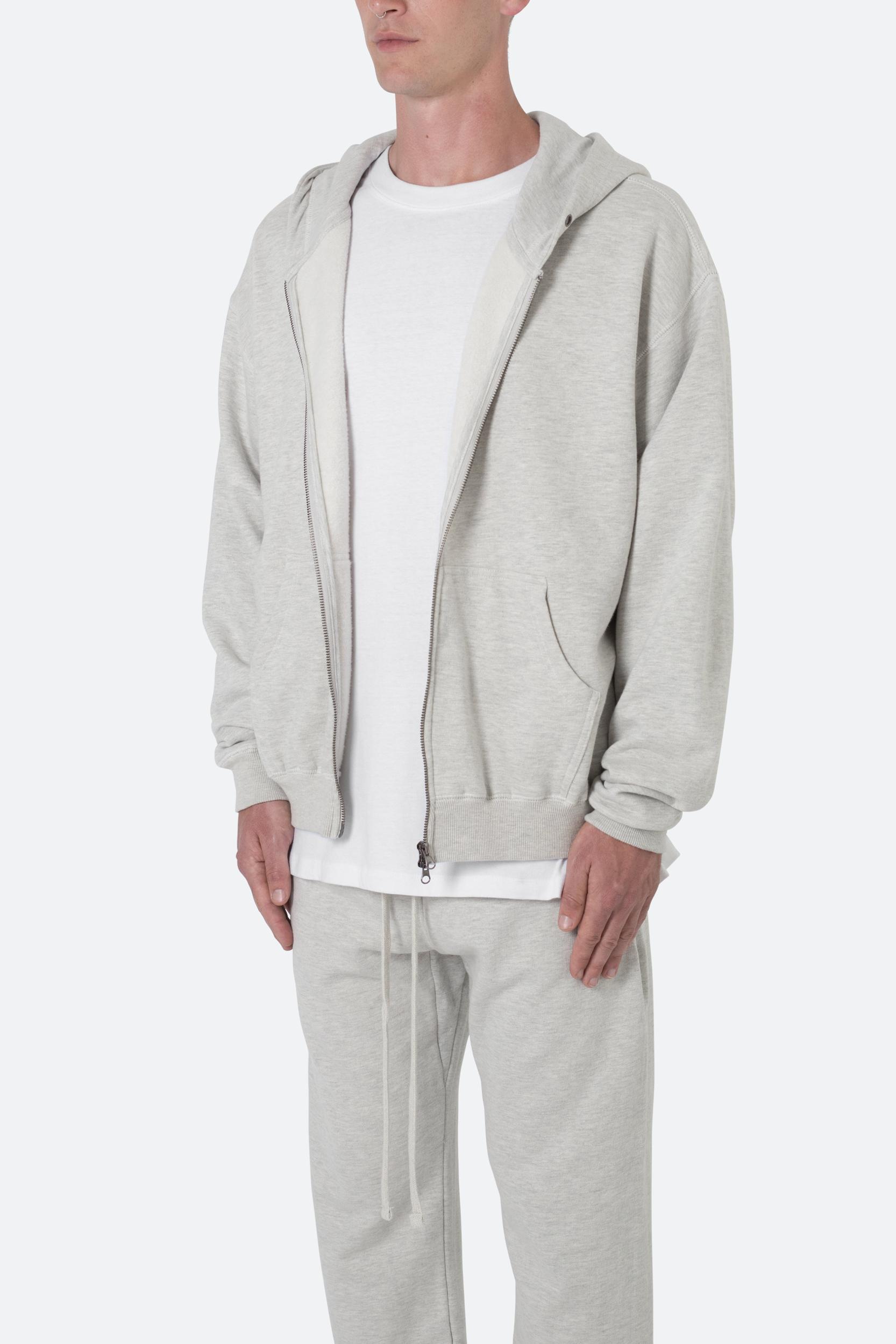 Basic Zip Up Hoodie - Grey Product Image