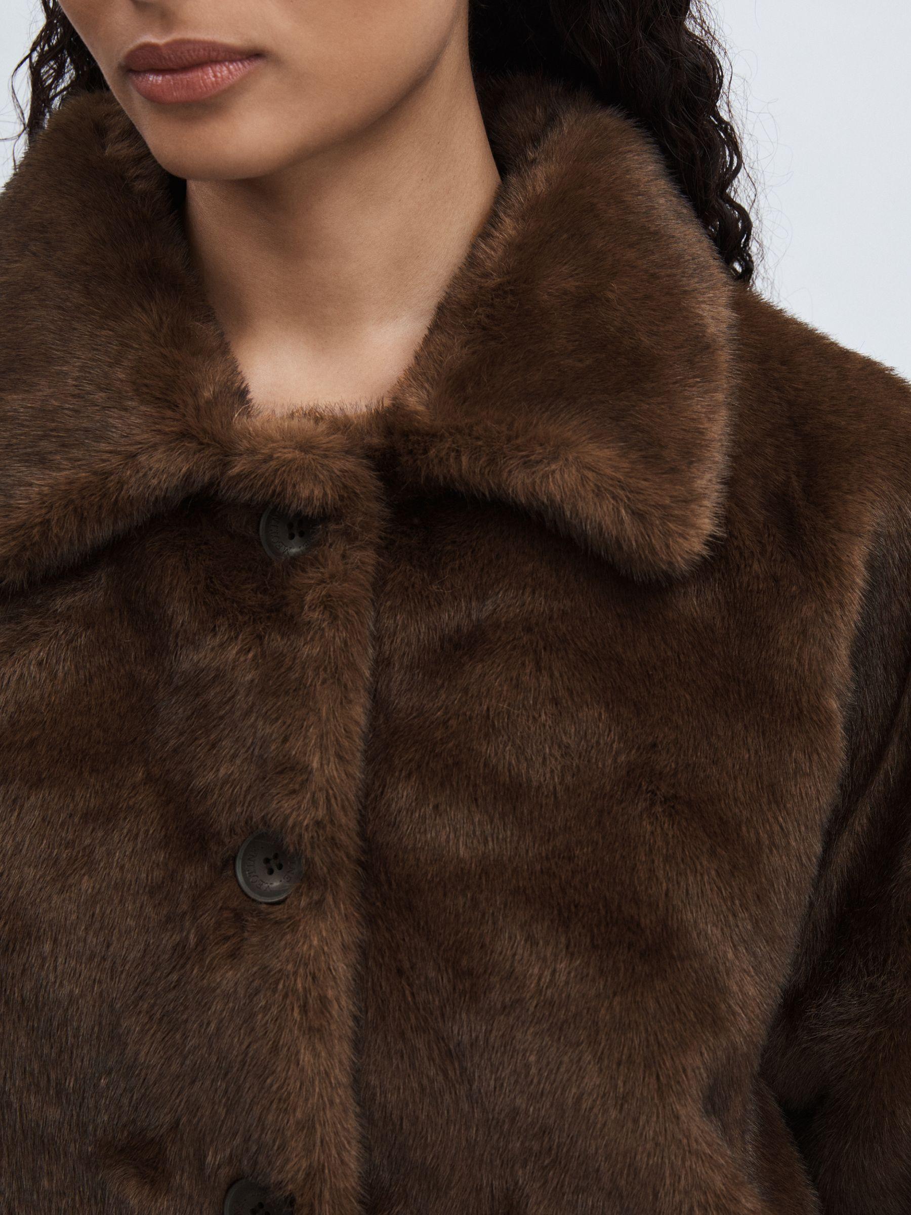Meotine Faux-Fur Button-Through Jacket in Brown Product Image
