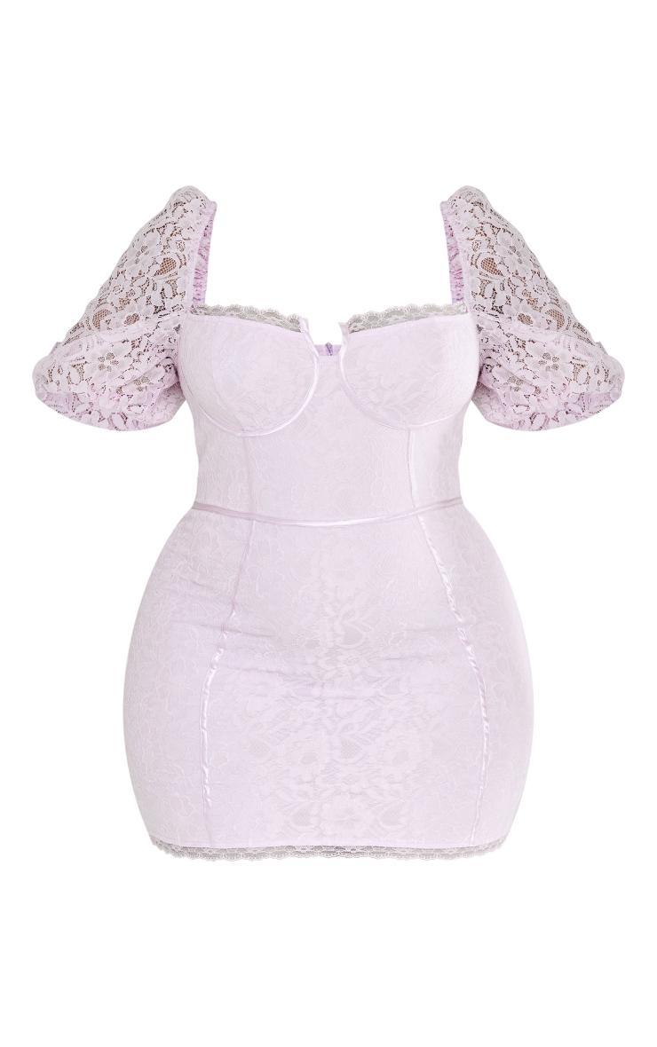 Plus Lilac Lace Cup Detail Bodycon Dress Product Image