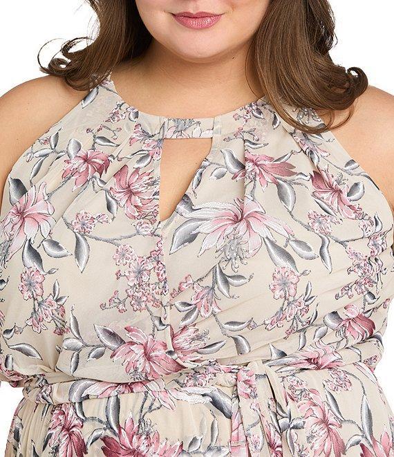 R & M Richards Plus Size Floral Print Blouson Midi Dress Product Image