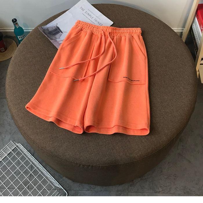 Drawstring Waist Plain Shorts Product Image