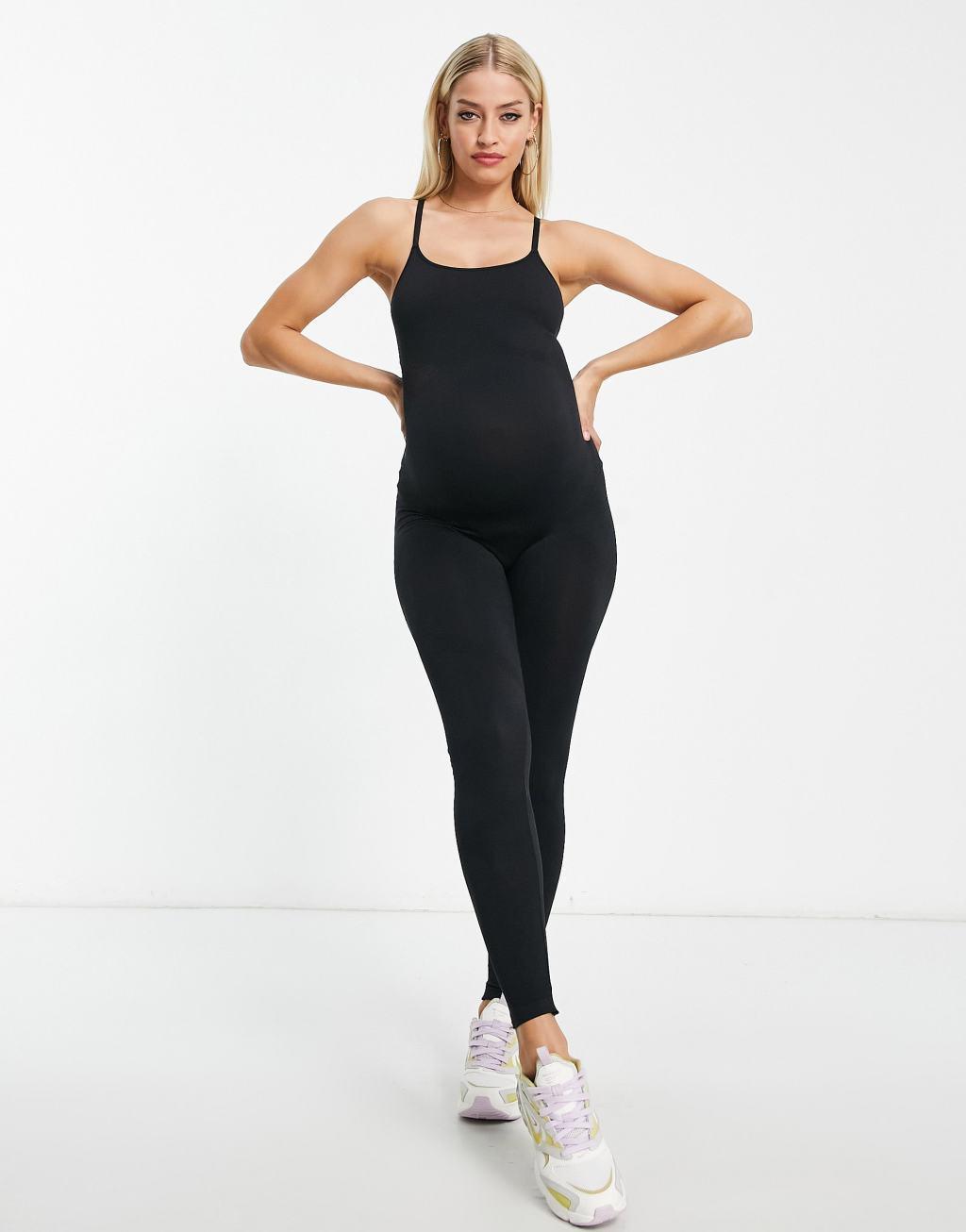 Mamalicious Maternity active unitard in black Product Image