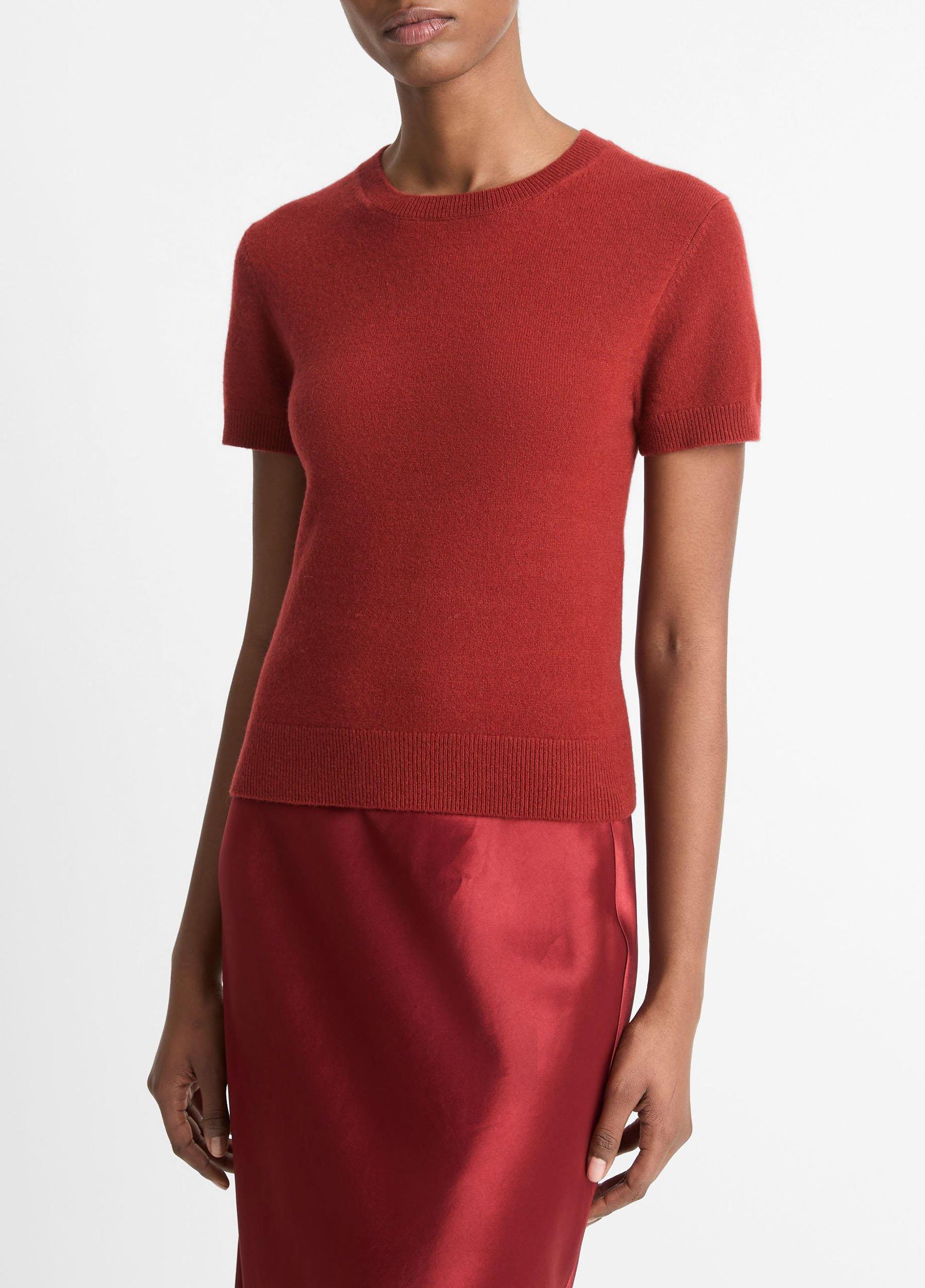 Womens Wool & Cashmere-Blend Short-Sleeve Sweater Vince Product Image