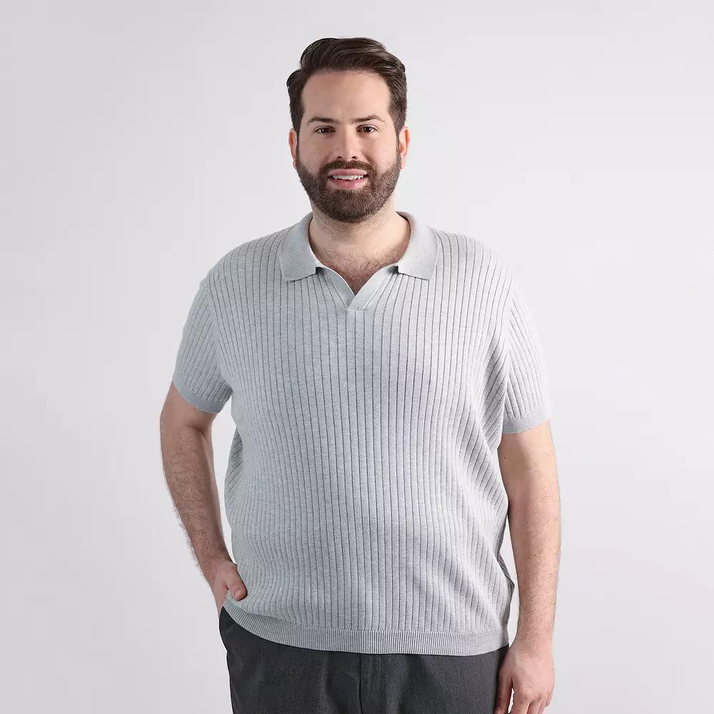 Big & Tall Haggar® Men's Johnny Collar Slim Fit Ribbed Sweater,  Product Image