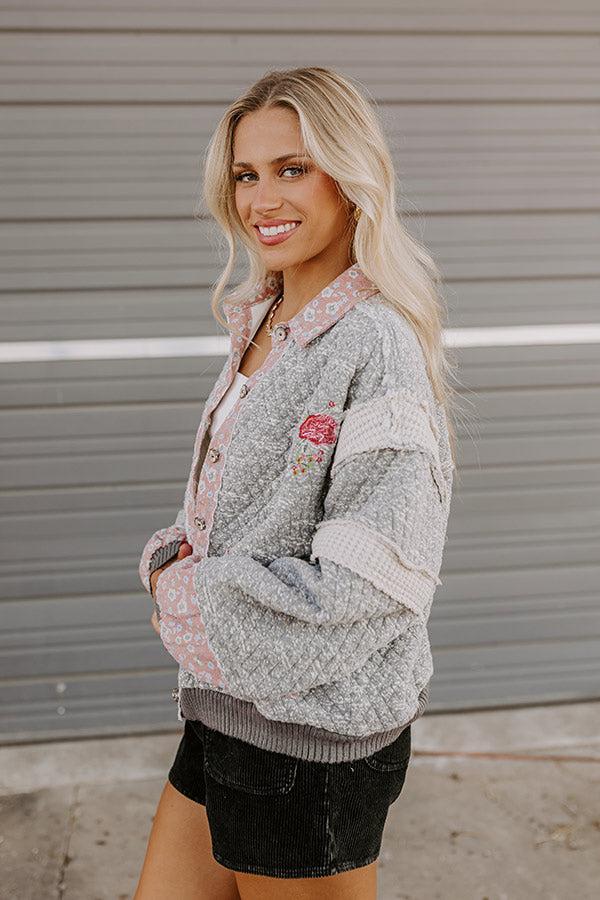 Keeping Cozy Quilted Jacket in Grey Product Image