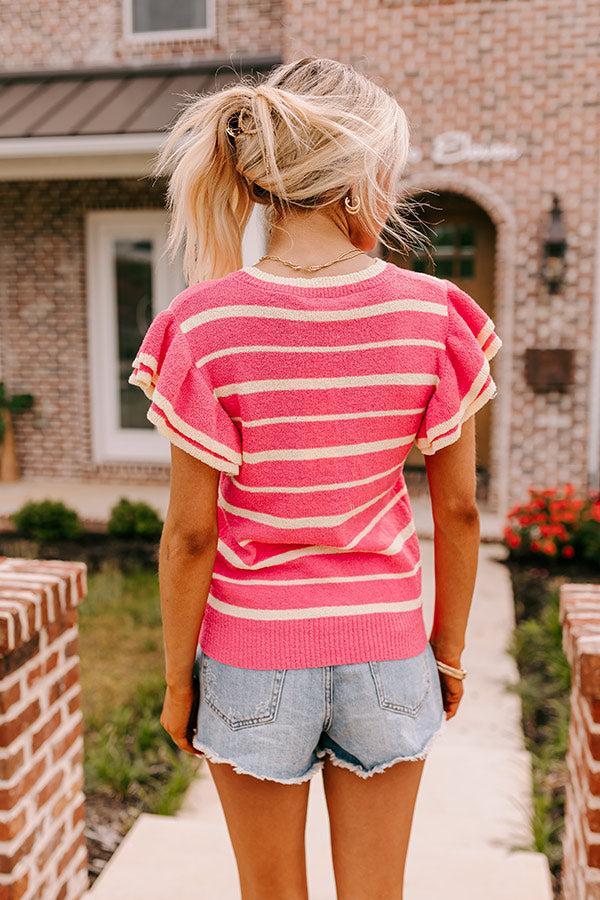 Sweet Charmer Knit Stripe Top in Pink Product Image
