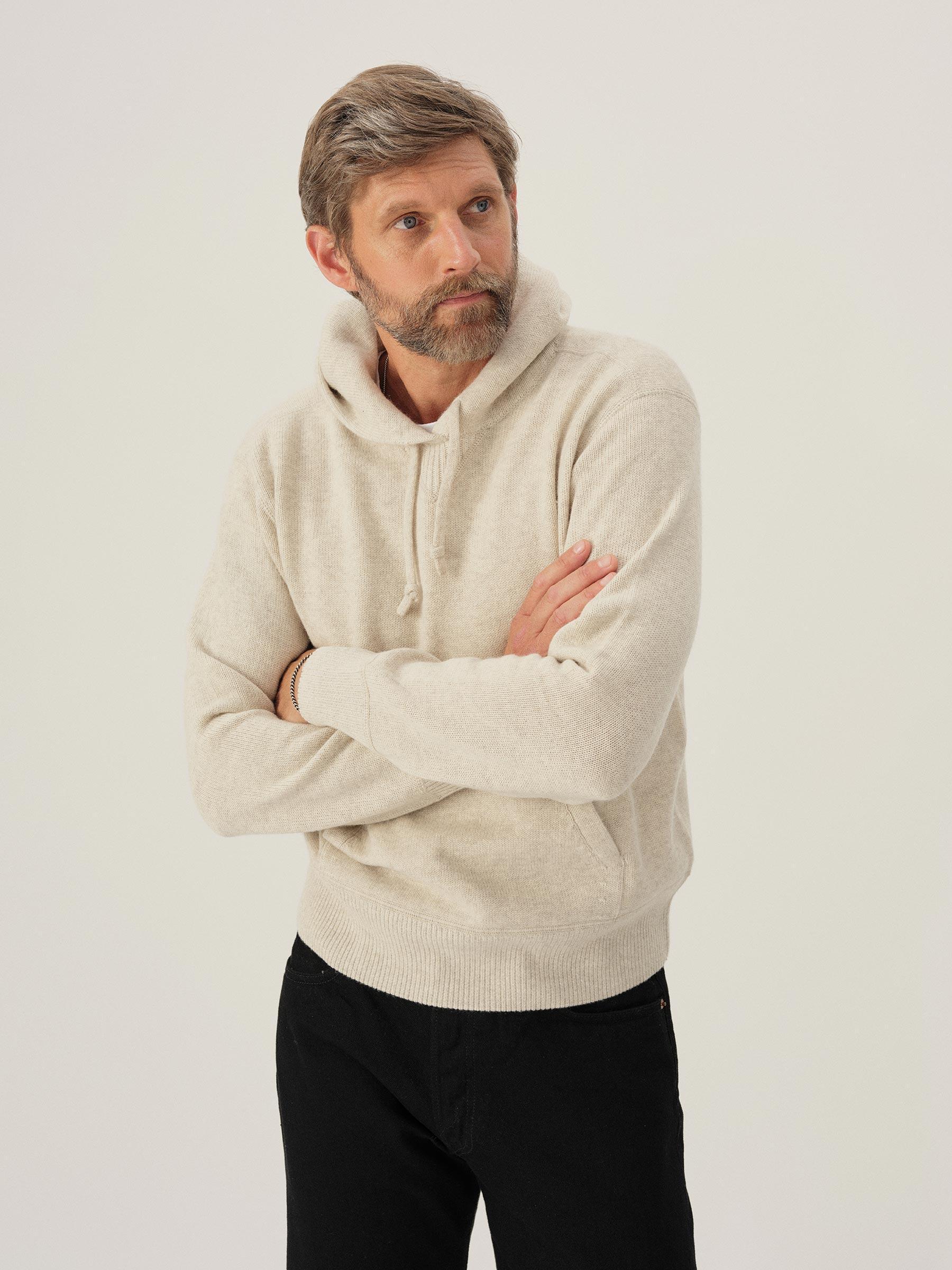 Light Oat Loopback Wool Hooded Sweatshirt Product Image