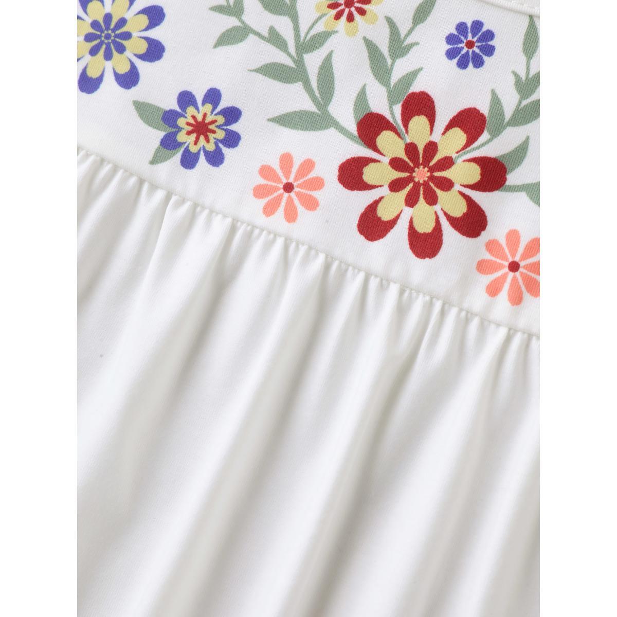 Plus Size Floral Dreams Flared Sleeve Solid T-Shirt WhiteSmoke Women Gathered Round Neck Vacation T-shirts BloomChic 28/5X Product Image