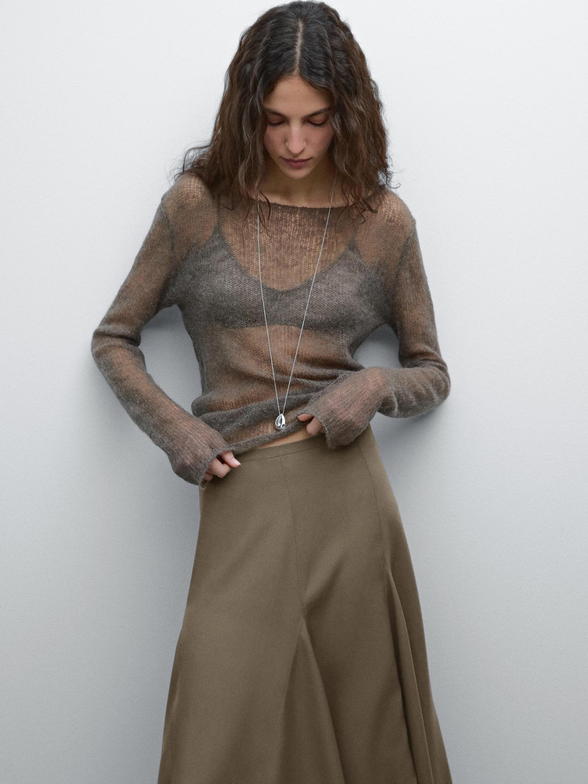 Asymmetric flounce midi skirt Product Image