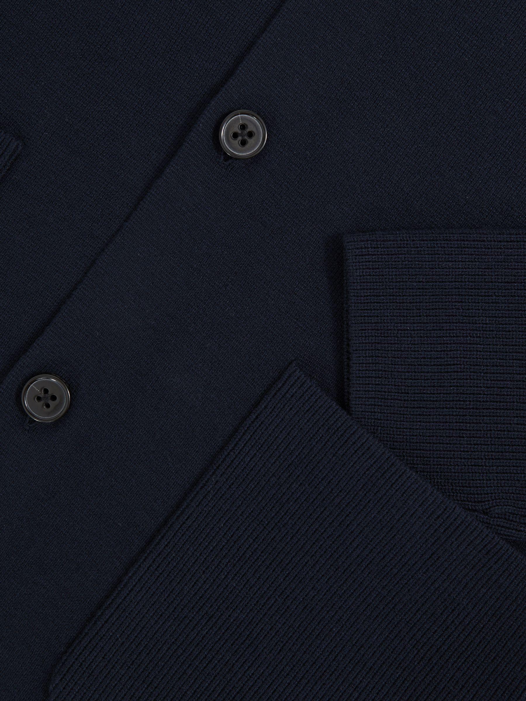 Button-Through Ribbed-Sleeve Shirt in Navy Blue Product Image