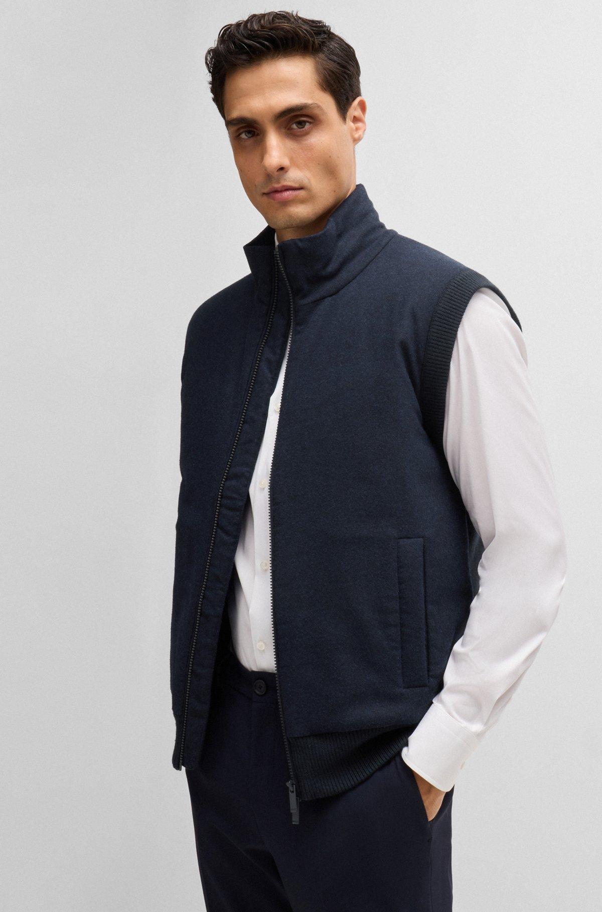 Regular-fit gilet with brushed-flannel front Product Image