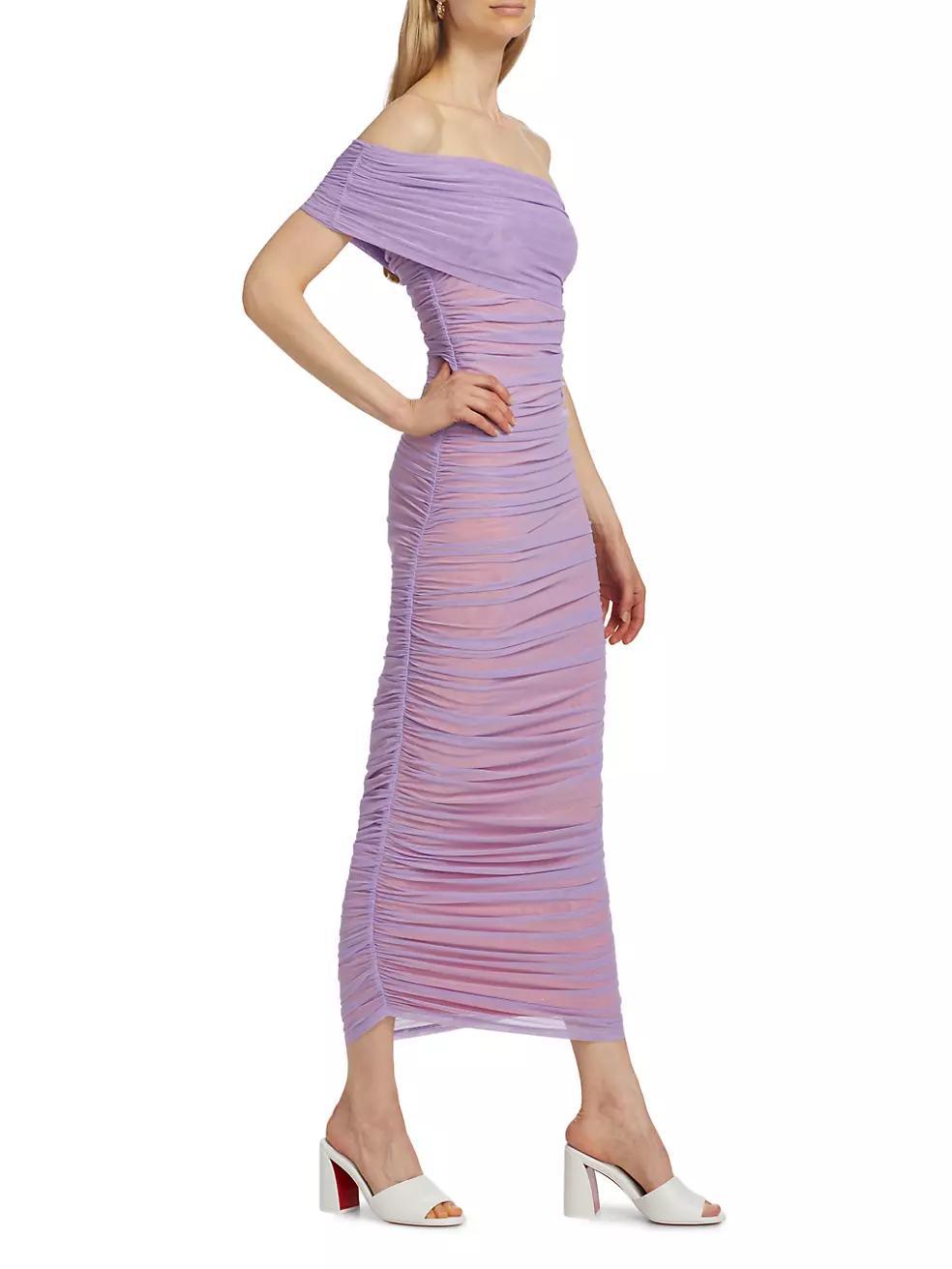 Lucia Ruched Mesh Maxi Dress Product Image