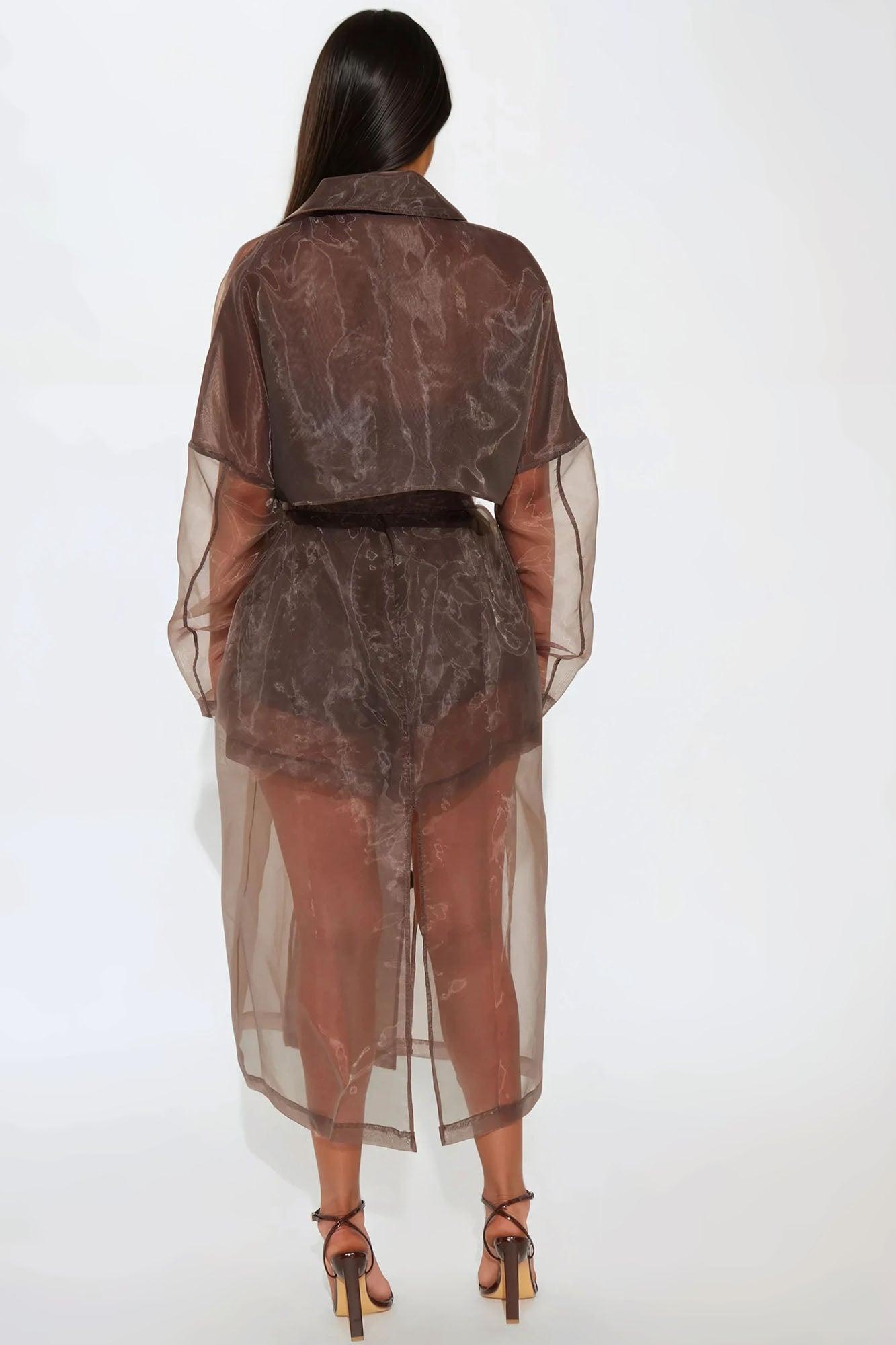 Tara Sheer Trench Coat - Mocha Female Product Image