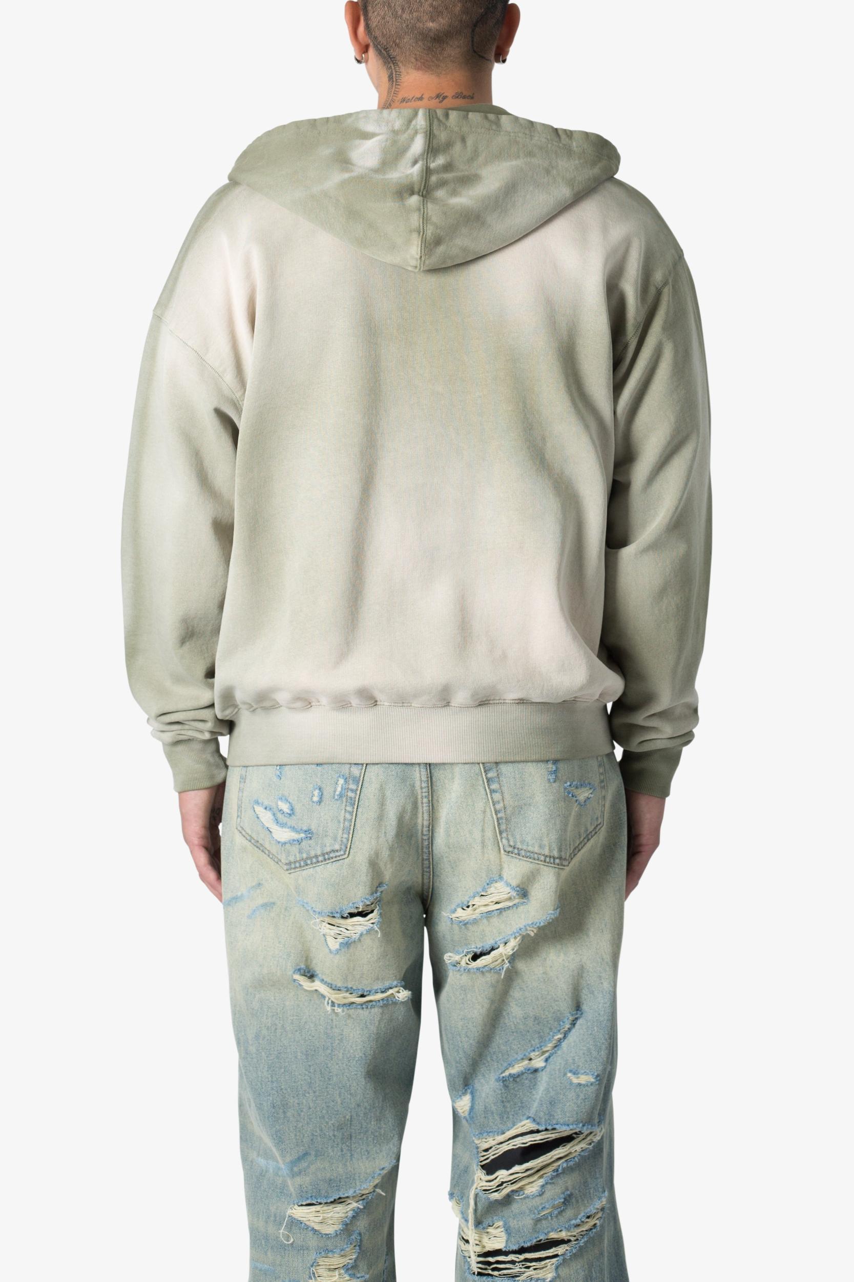 Faded Basic Zip Up Hoodie - Washed Olive Product Image