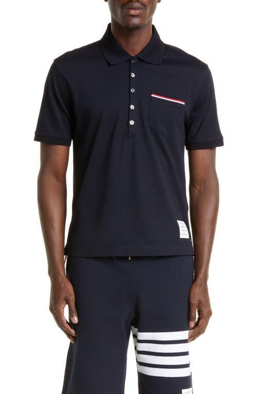 Heather Polo Shirt with Striped Pocket Product Image