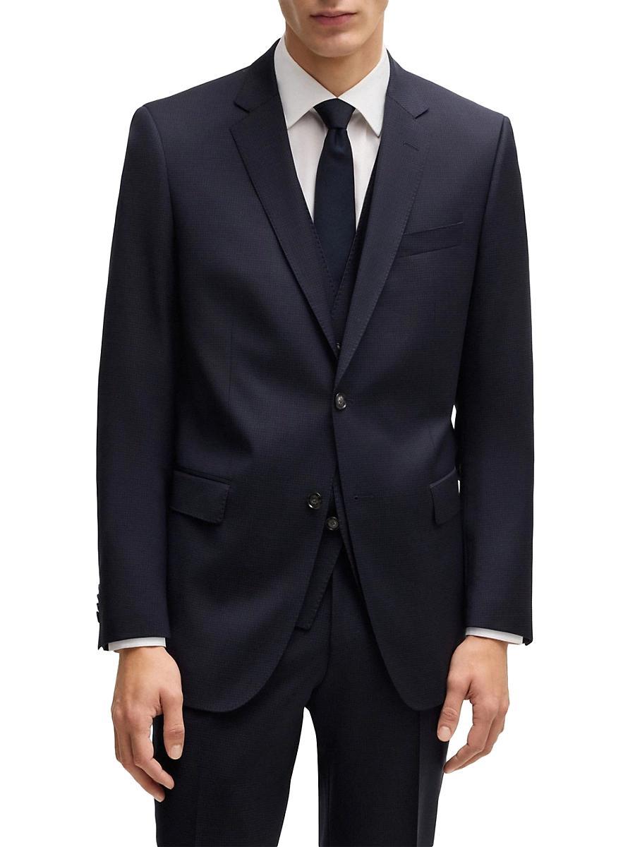 Mens Three Piece Slim-Fit Suit in Patterned Stretch Wool Product Image