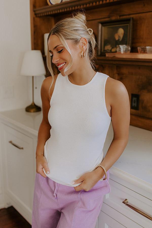 Uptown Night Out Knit Top in White Product Image